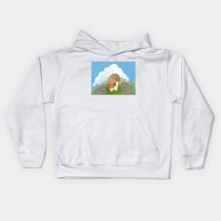 capybara and cat in the middle of meadow Kids Hoodie